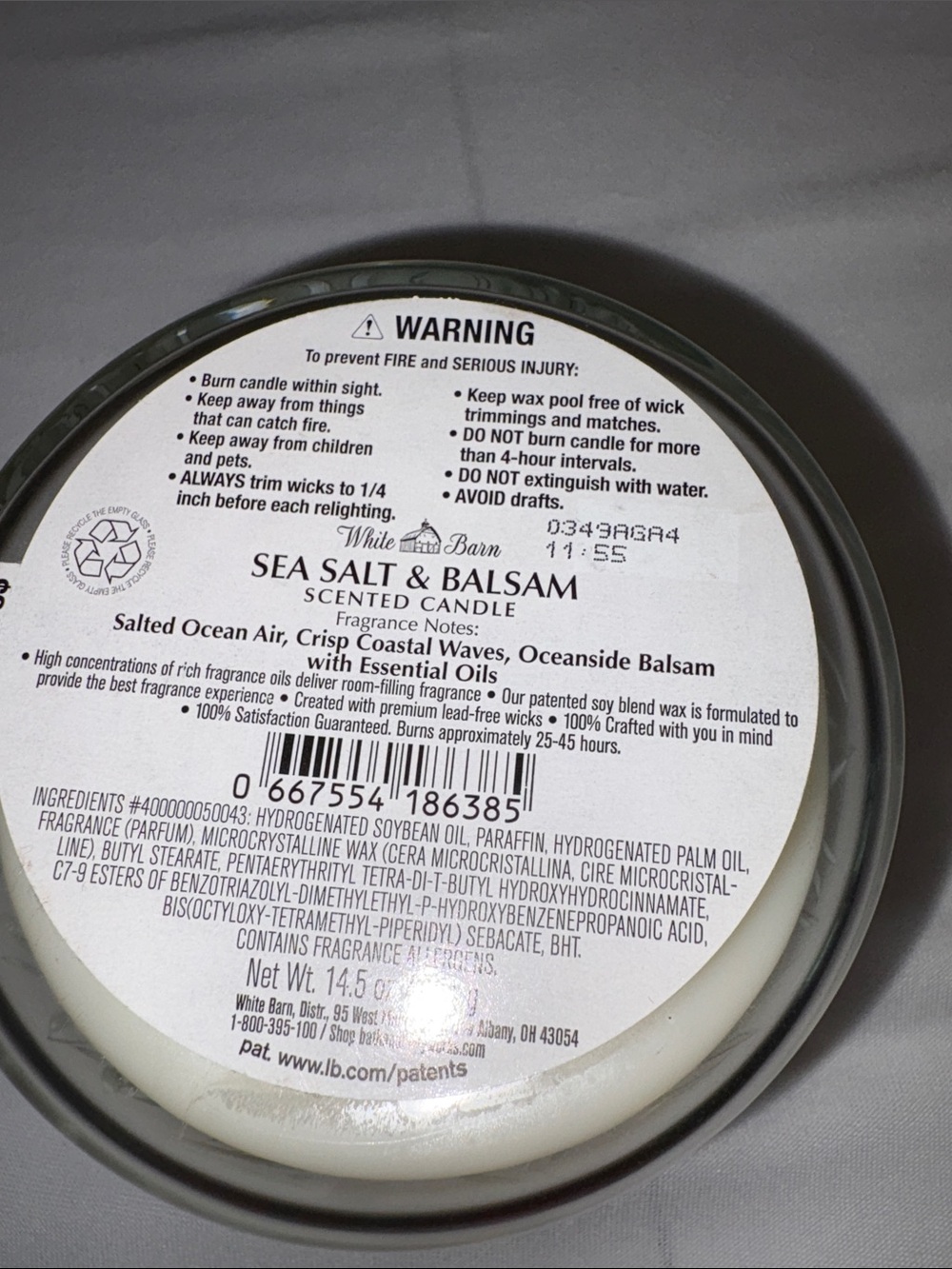 Bath & Body Works White Barn candle 14.5 oz 3 wick new Sea Salt and Balsam - Picture 3 of 3